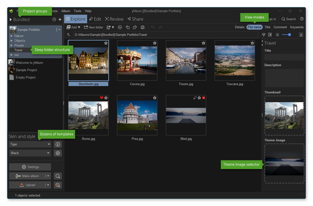 jAlbum 12's new User Interface