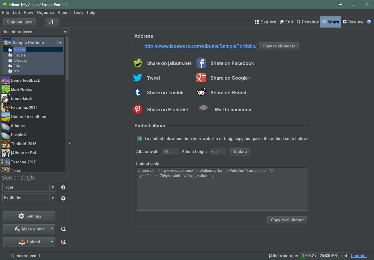 jAlbum 15's User Interface